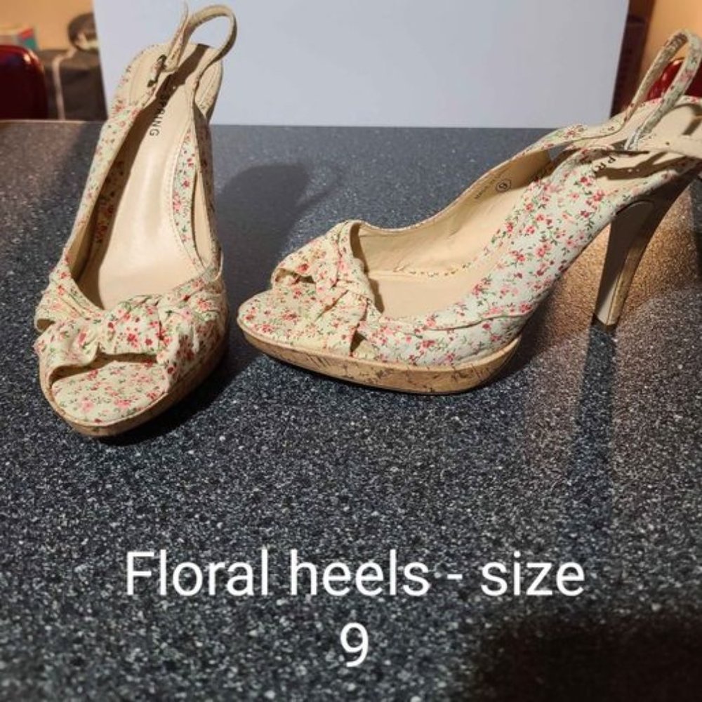 Ivory floral heels